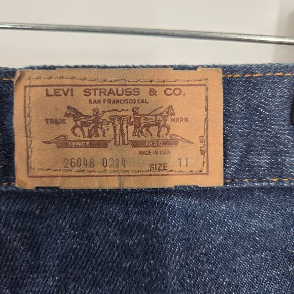 VTG women SZ 11 Dark Wash 70s High Rise Straight Leg Cotton Made USA 26048-0214 - Picture 6 of 8